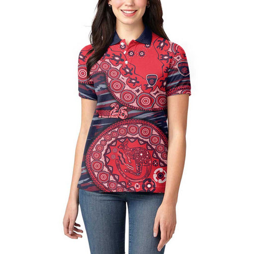 Melbourne Demons NAIDOC Week 2026 Women Polo Shirt Australian Aboriginal Dot Art Dreamtime Pattern Style