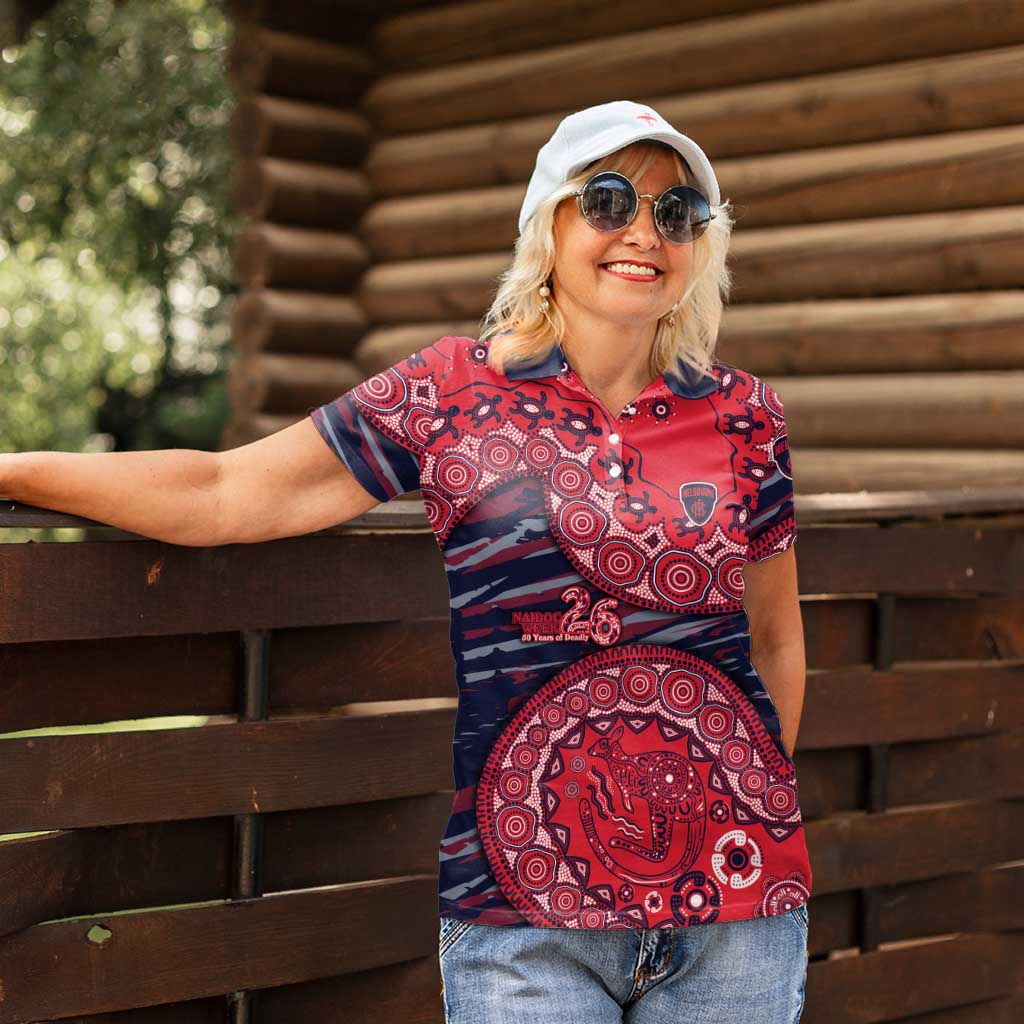 Melbourne Demons NAIDOC Week 2026 Women Polo Shirt Australian Aboriginal Dot Art Dreamtime Pattern Style