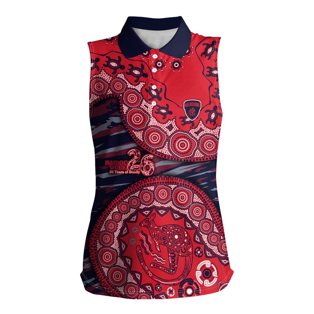 Melbourne Demons NAIDOC Week 2026 Women Sleeveless Polo Shirt Australian Aboriginal Dot Art Dreamtime Pattern Style