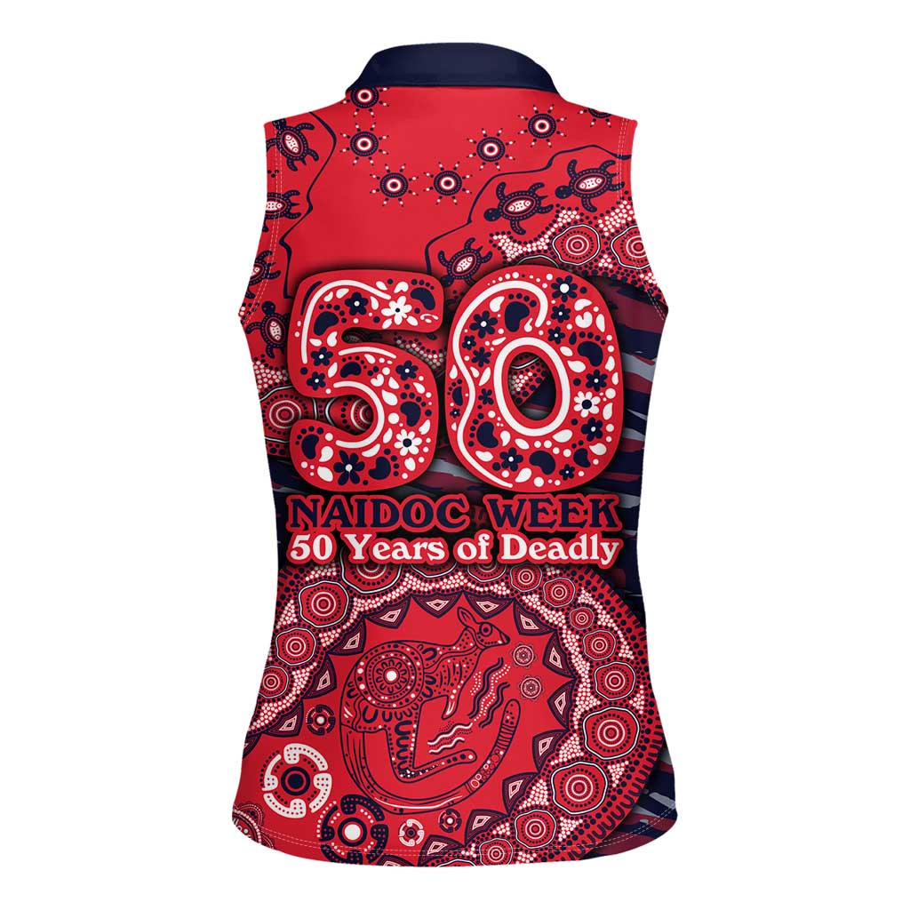 Melbourne Demons NAIDOC Week 2026 Women Sleeveless Polo Shirt Australian Aboriginal Dot Art Dreamtime Pattern Style