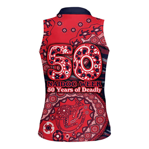 Melbourne Demons NAIDOC Week 2026 Women Sleeveless Polo Shirt Australian Aboriginal Dot Art Dreamtime Pattern Style
