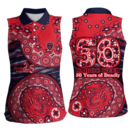 Melbourne Demons NAIDOC Week 2026 Women Sleeveless Polo Shirt Australian Aboriginal Dot Art Dreamtime Pattern Style
