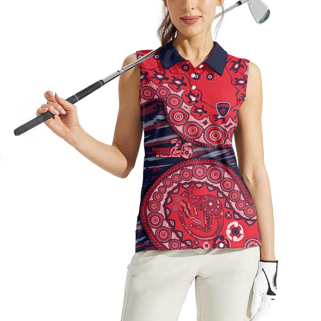 Melbourne Demons NAIDOC Week 2026 Women Sleeveless Polo Shirt Australian Aboriginal Dot Art Dreamtime Pattern Style