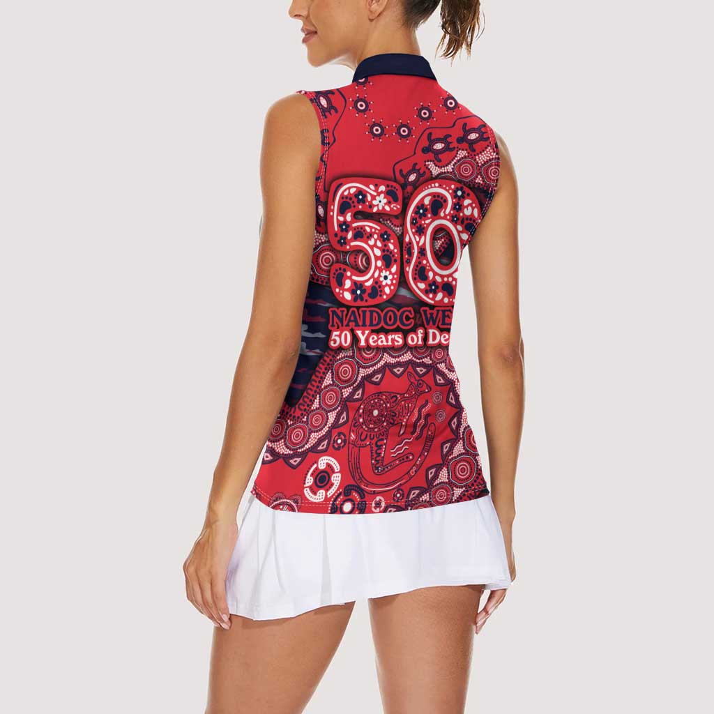 Melbourne Demons NAIDOC Week 2026 Women Sleeveless Polo Shirt Australian Aboriginal Dot Art Dreamtime Pattern Style