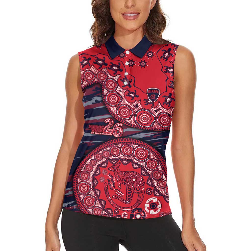 Melbourne Demons NAIDOC Week 2026 Women Sleeveless Polo Shirt Australian Aboriginal Dot Art Dreamtime Pattern Style