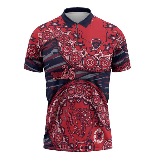 Melbourne Demons NAIDOC Week 2026 Zipper Polo Shirt Australian Aboriginal Dot Art Dreamtime Pattern Style