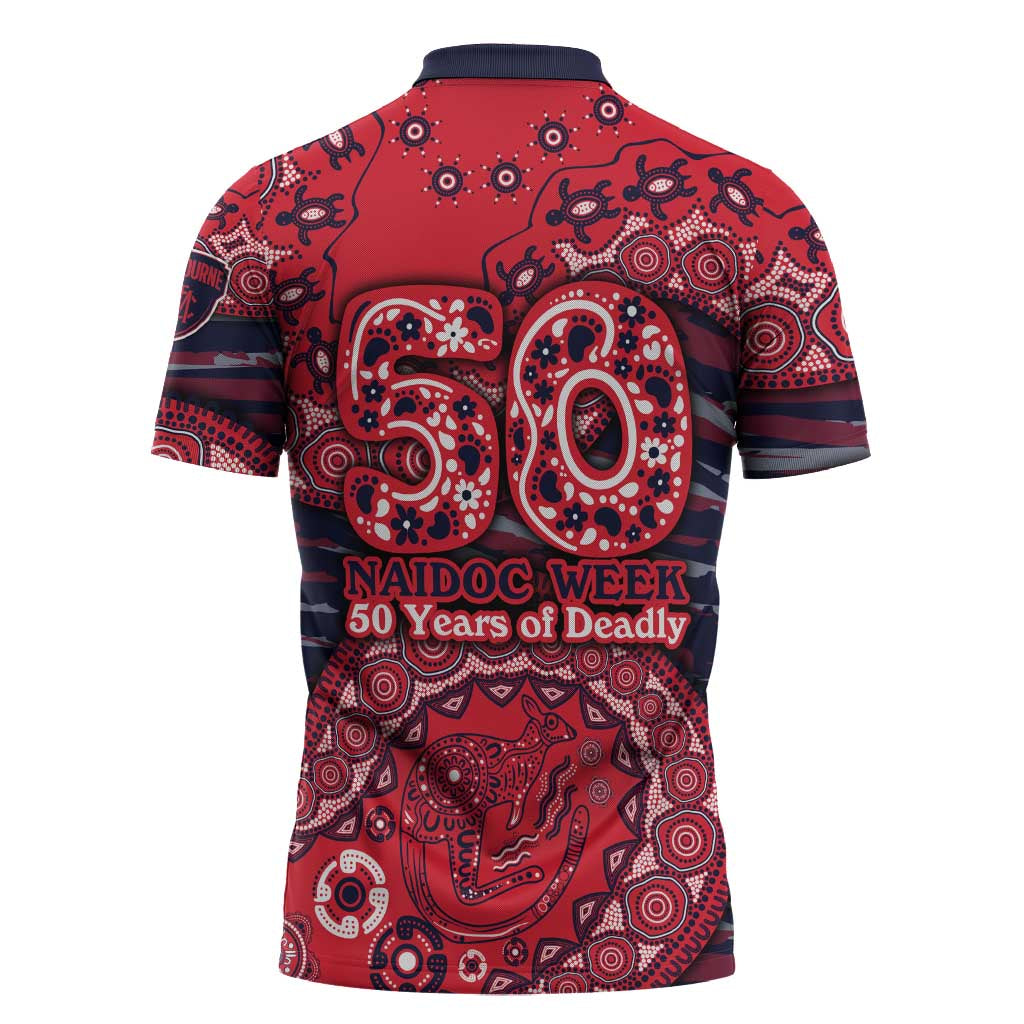 Melbourne Demons NAIDOC Week 2026 Zipper Polo Shirt Australian Aboriginal Dot Art Dreamtime Pattern Style