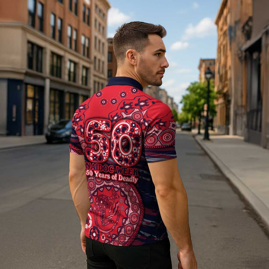 Melbourne Demons NAIDOC Week 2026 Zipper Polo Shirt Australian Aboriginal Dot Art Dreamtime Pattern Style
