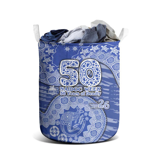 North Melbourne Kangaroos NAIDOC Week 2026 Laundry Basket Australian Aboriginal Dot Art Dreamtime Pattern Style