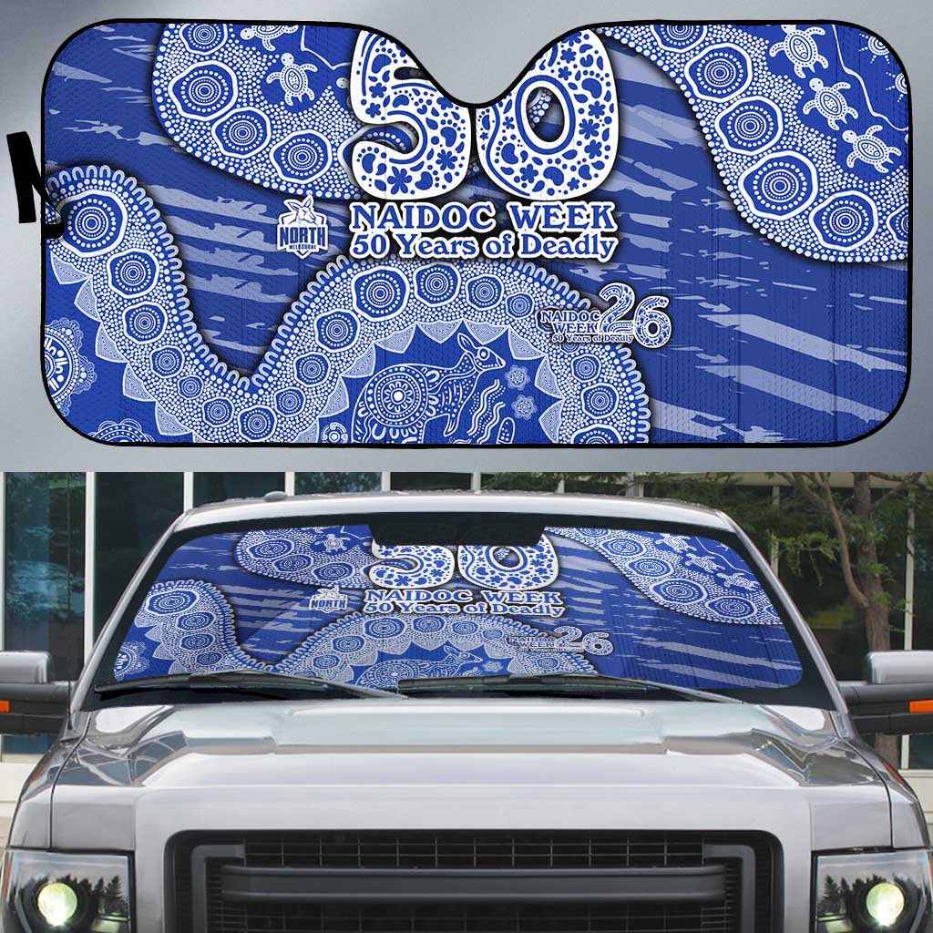 North Melbourne Kangaroos NAIDOC Week 2026 Auto Sun Shade Australian Aboriginal Dot Art Dreamtime Pattern Style