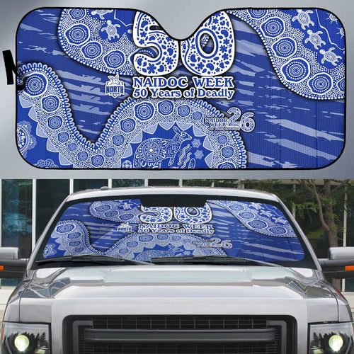 North Melbourne Kangaroos NAIDOC Week 2026 Auto Sun Shade Australian Aboriginal Dot Art Dreamtime Pattern Style