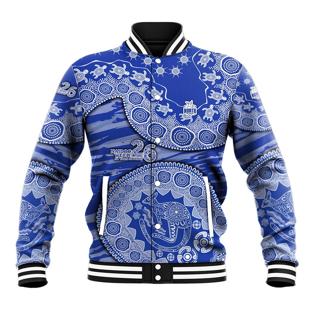 North Melbourne Kangaroos NAIDOC Week 2026 Baseball Jacket Australian Aboriginal Dot Art Dreamtime Pattern Style