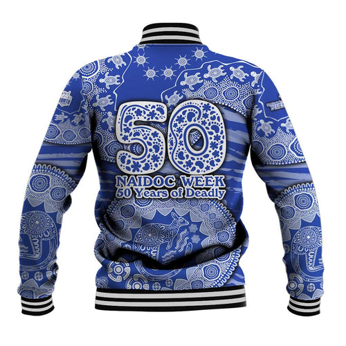 North Melbourne Kangaroos NAIDOC Week 2026 Baseball Jacket Australian Aboriginal Dot Art Dreamtime Pattern Style
