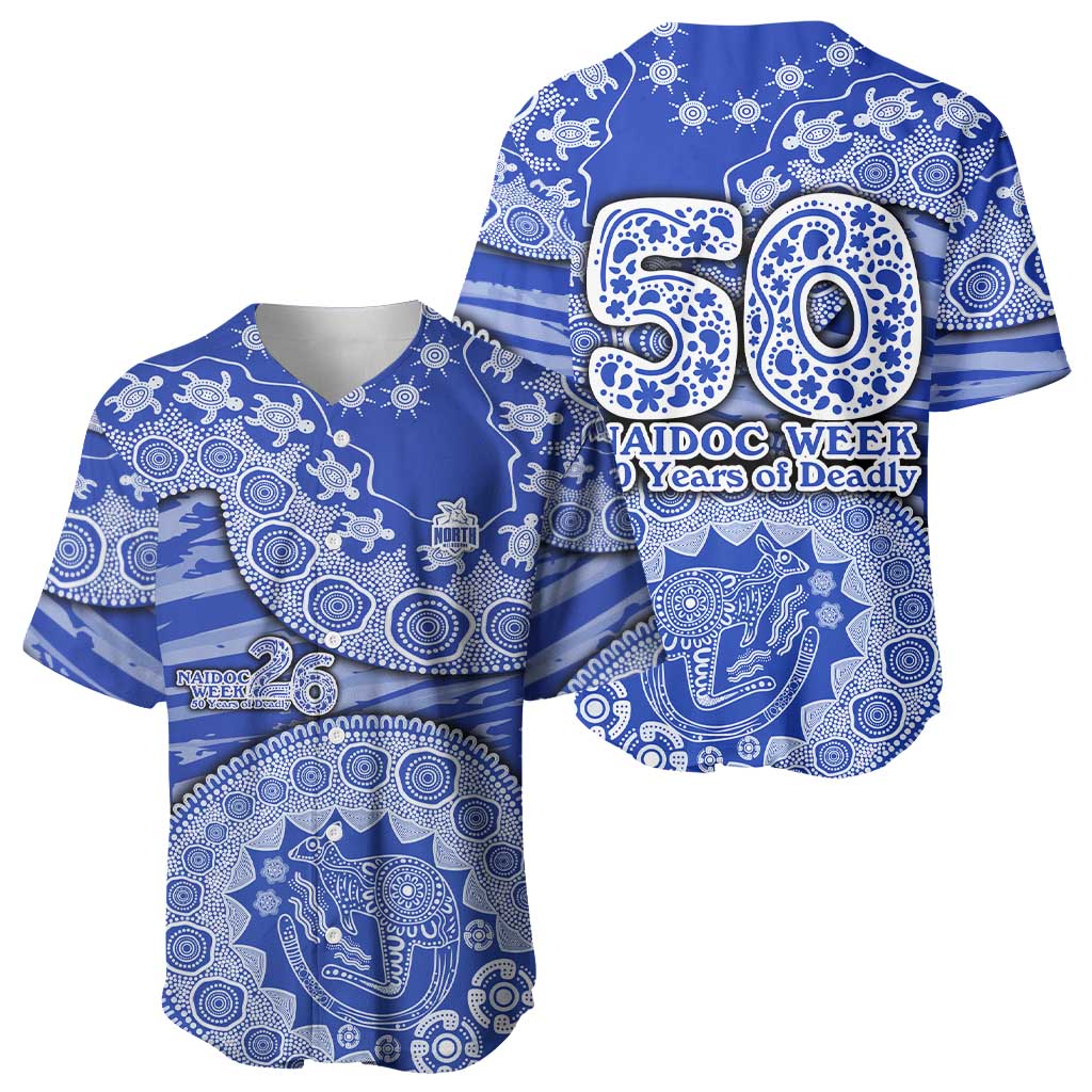 North Melbourne Kangaroos NAIDOC Week 2026 Baseball Jersey Australian Aboriginal Dot Art Dreamtime Pattern Style