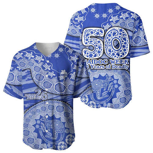 North Melbourne Kangaroos NAIDOC Week 2026 Baseball Jersey Australian Aboriginal Dot Art Dreamtime Pattern Style