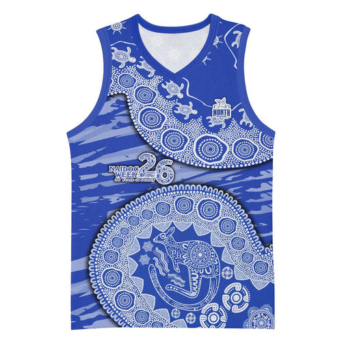 North Melbourne Kangaroos NAIDOC Week 2026 Basketball Jersey Australian Aboriginal Dot Art Dreamtime Pattern Style