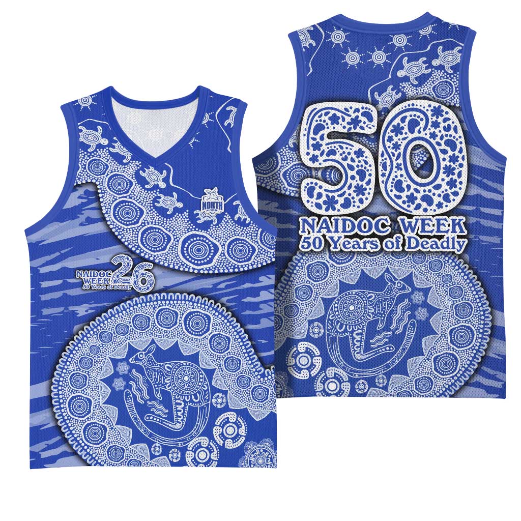 North Melbourne Kangaroos NAIDOC Week 2026 Basketball Jersey Australian Aboriginal Dot Art Dreamtime Pattern Style
