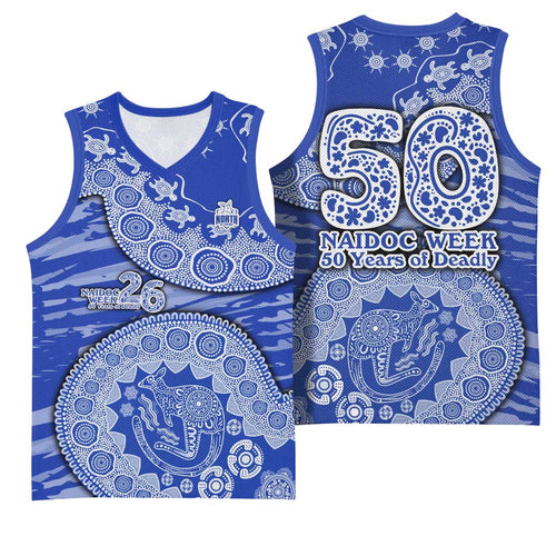 North Melbourne Kangaroos NAIDOC Week 2026 Basketball Jersey Australian Aboriginal Dot Art Dreamtime Pattern Style