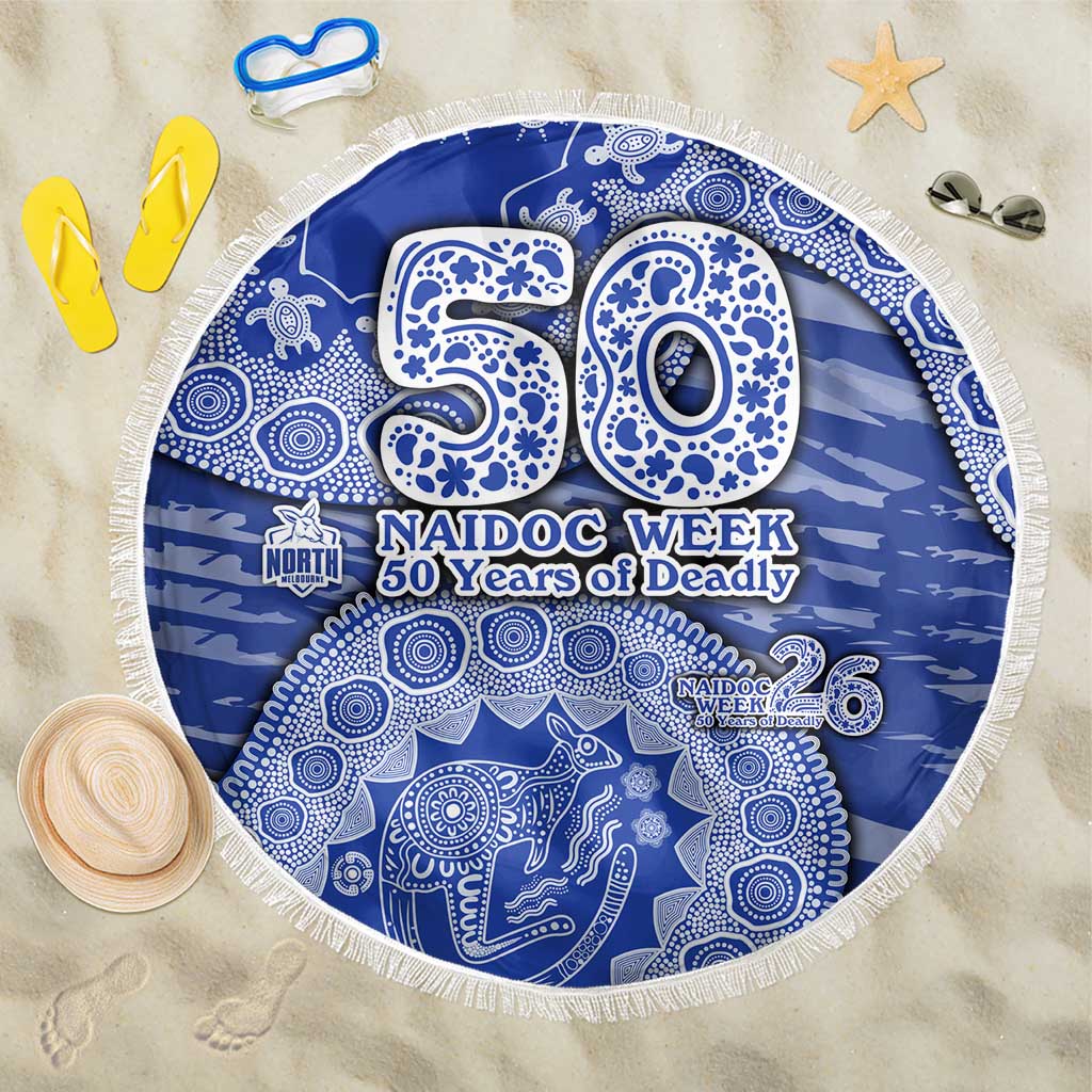 North Melbourne Kangaroos NAIDOC Week 2026 Beach Blanket Australian Aboriginal Dot Art Dreamtime Pattern Style