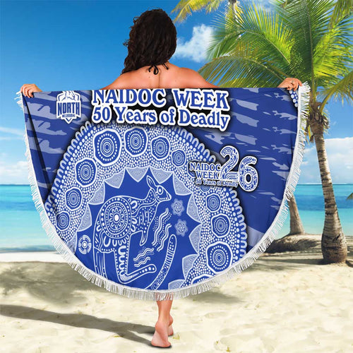 North Melbourne Kangaroos NAIDOC Week 2026 Beach Blanket Australian Aboriginal Dot Art Dreamtime Pattern Style