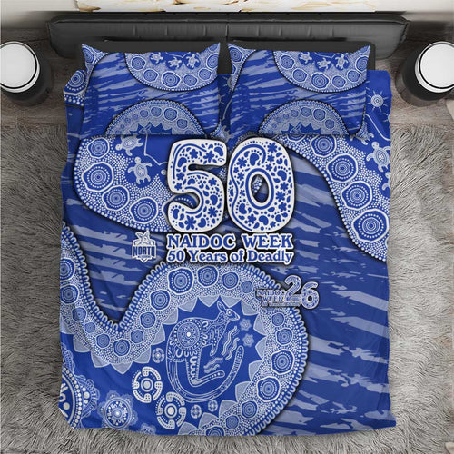 North Melbourne Kangaroos NAIDOC Week 2026 Bedding Set Australian Aboriginal Dot Art Dreamtime Pattern Style