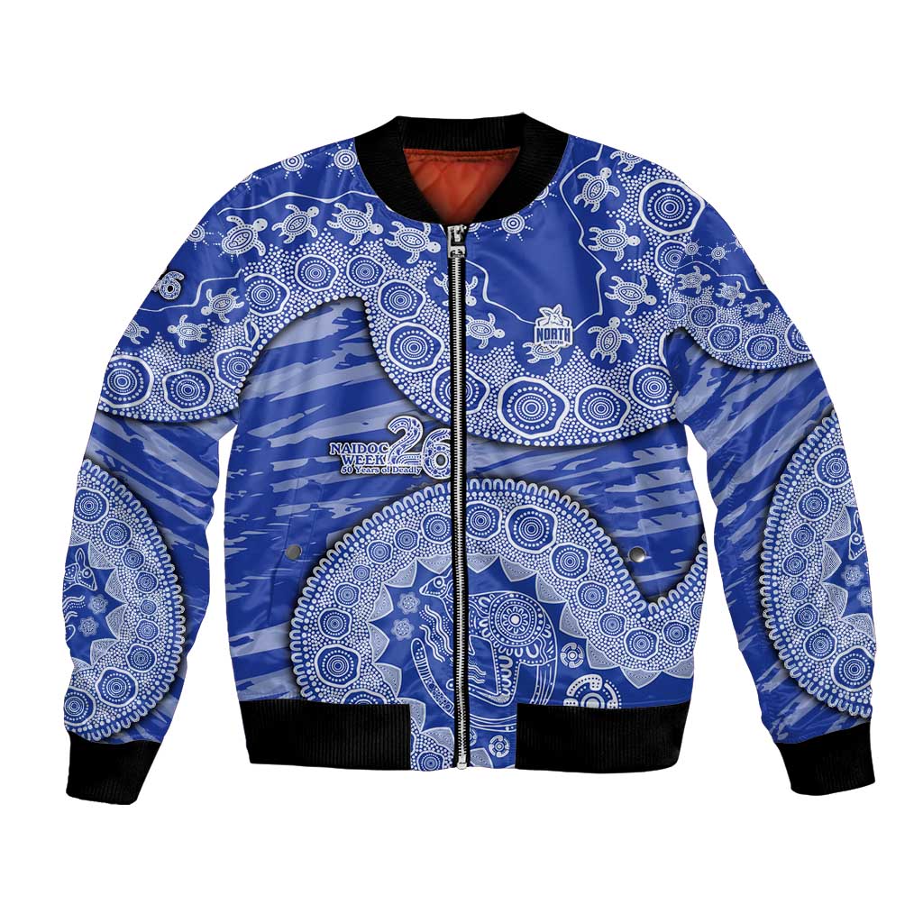 North Melbourne Kangaroos NAIDOC Week 2026 Bomber Jacket Australian Aboriginal Dot Art Dreamtime Pattern Style