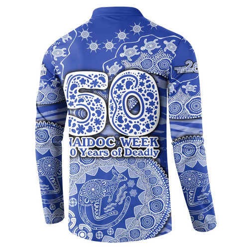 North Melbourne Kangaroos NAIDOC Week 2026 Button Sweatshirt Australian Aboriginal Dot Art Dreamtime Pattern Style