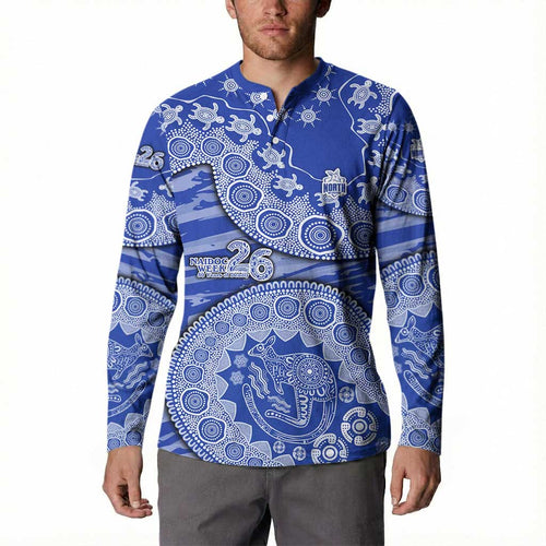 North Melbourne Kangaroos NAIDOC Week 2026 Button Sweatshirt Australian Aboriginal Dot Art Dreamtime Pattern Style