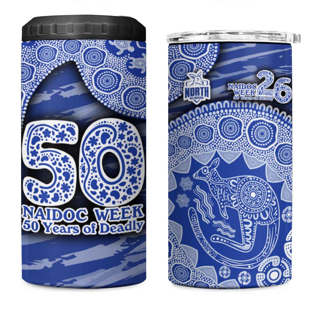 North Melbourne Kangaroos NAIDOC Week 2026 4 in 1 Can Cooler Tumbler Australian Aboriginal Dot Art Dreamtime Pattern Style