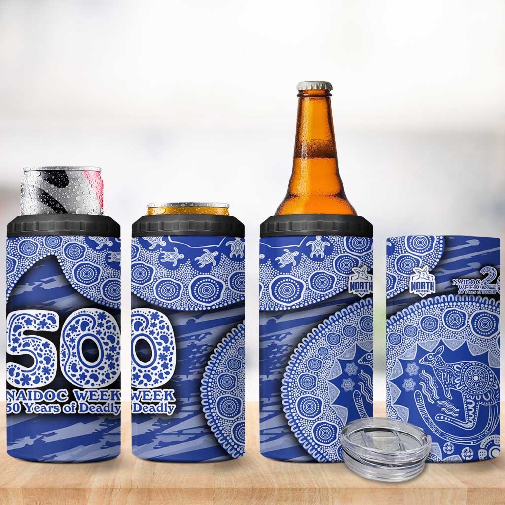 North Melbourne Kangaroos NAIDOC Week 2026 4 in 1 Can Cooler Tumbler Australian Aboriginal Dot Art Dreamtime Pattern Style