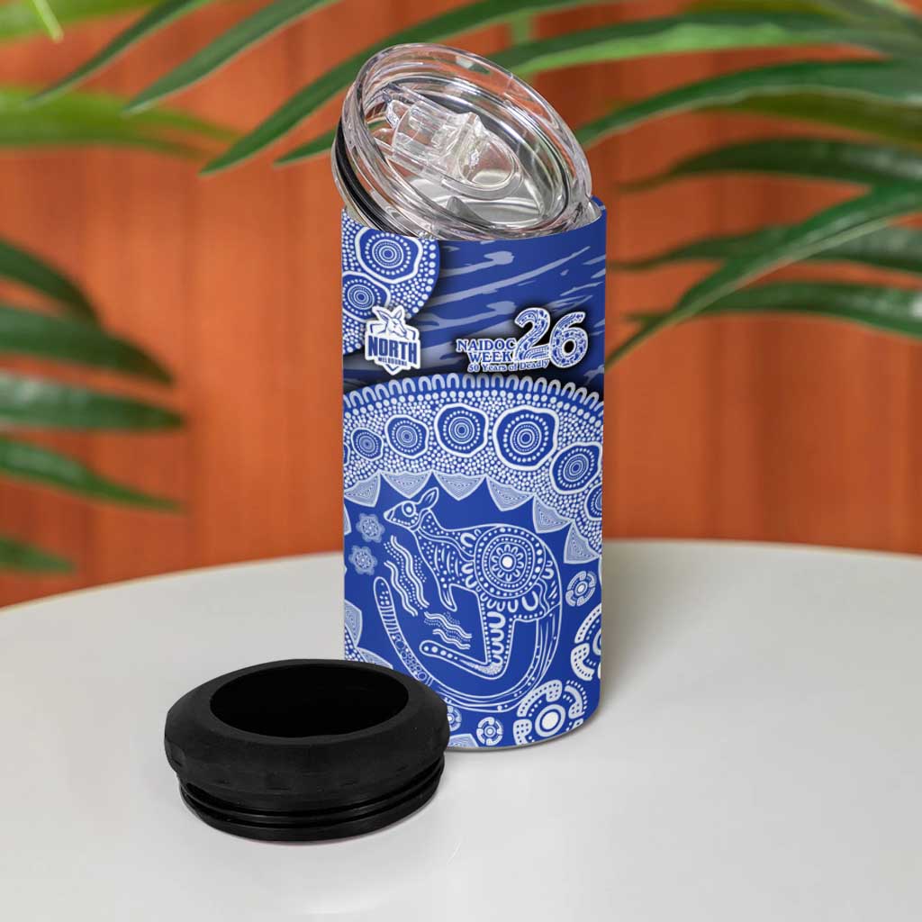 North Melbourne Kangaroos NAIDOC Week 2026 4 in 1 Can Cooler Tumbler Australian Aboriginal Dot Art Dreamtime Pattern Style