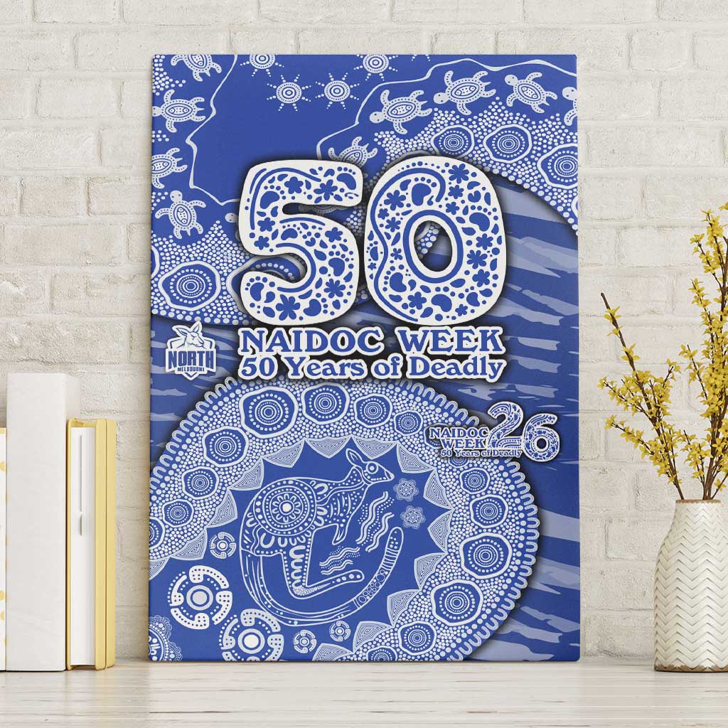 North Melbourne Kangaroos NAIDOC Week 2026 Canvas Wall Art Australian Aboriginal Dot Art Dreamtime Pattern Style