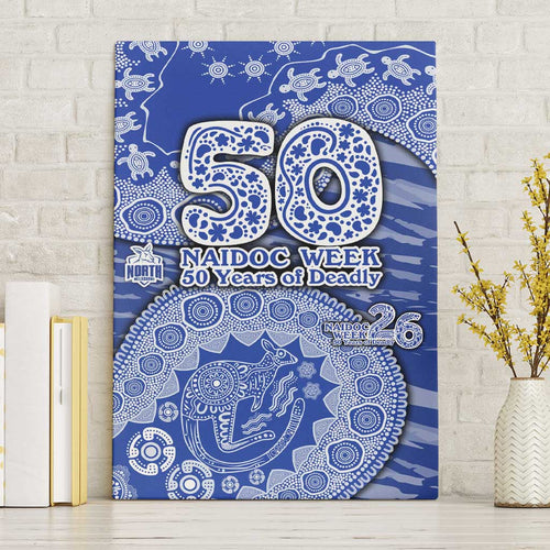 North Melbourne Kangaroos NAIDOC Week 2026 Canvas Wall Art Australian Aboriginal Dot Art Dreamtime Pattern Style