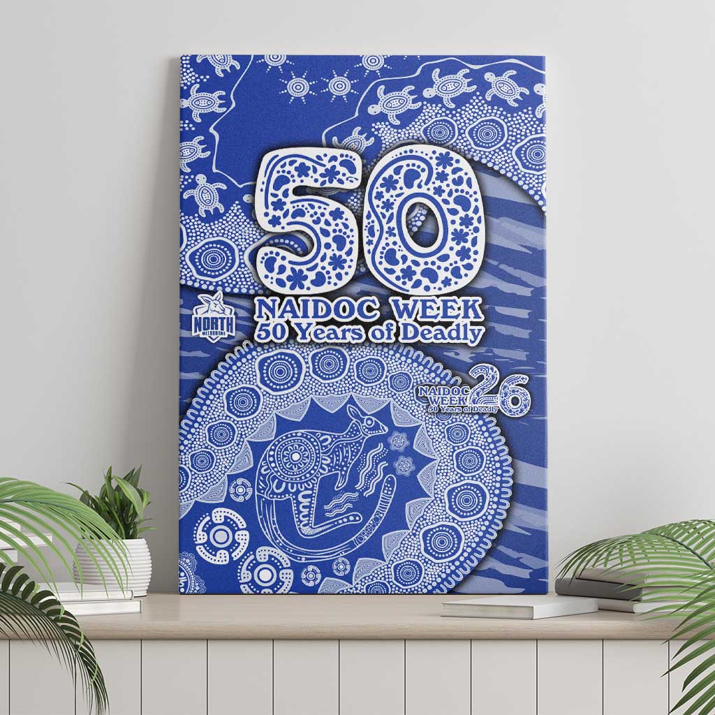 North Melbourne Kangaroos NAIDOC Week 2026 Canvas Wall Art Australian Aboriginal Dot Art Dreamtime Pattern Style