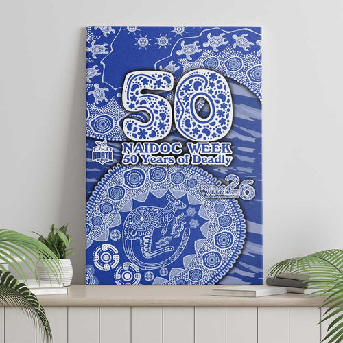 North Melbourne Kangaroos NAIDOC Week 2026 Canvas Wall Art Australian Aboriginal Dot Art Dreamtime Pattern Style