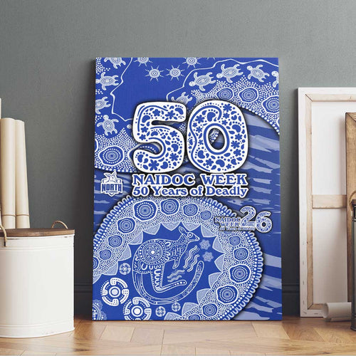 North Melbourne Kangaroos NAIDOC Week 2026 Canvas Wall Art Australian Aboriginal Dot Art Dreamtime Pattern Style