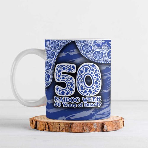 North Melbourne Kangaroos NAIDOC Week 2026 Ceramic Mug Australian Aboriginal Dot Art Dreamtime Pattern Style