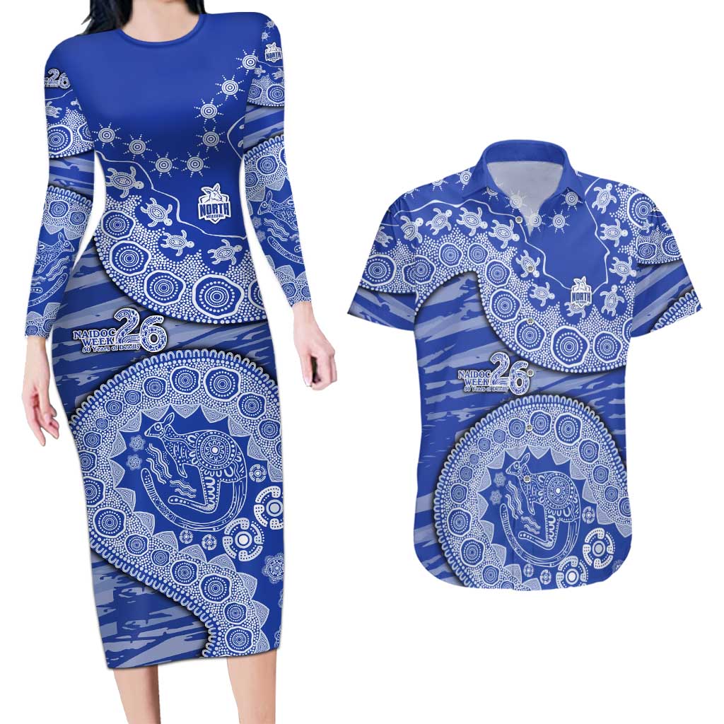 North Melbourne Kangaroos NAIDOC Week 2026 Couples Matching Long Sleeve Bodycon Dress and Hawaiian Shirt Australian Aboriginal Dot Art Dreamtime Pattern Style