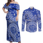 North Melbourne Kangaroos NAIDOC Week 2026 Couples Matching Off Shoulder Maxi Dress and Long Sleeve Button Shirt Australian Aboriginal Dot Art Dreamtime Pattern Style