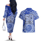 North Melbourne Kangaroos NAIDOC Week 2026 Couples Matching Off The Shoulder Long Sleeve Dress and Hawaiian Shirt Australian Aboriginal Dot Art Dreamtime Pattern Style