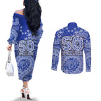 North Melbourne Kangaroos NAIDOC Week 2026 Couples Matching Off The Shoulder Long Sleeve Dress and Long Sleeve Button Shirt Australian Aboriginal Dot Art Dreamtime Pattern Style