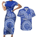 North Melbourne Kangaroos NAIDOC Week 2026 Couples Matching Short Sleeve Bodycon Dress and Hawaiian Shirt Australian Aboriginal Dot Art Dreamtime Pattern Style