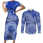 North Melbourne Kangaroos NAIDOC Week 2026 Couples Matching Short Sleeve Bodycon Dress and Long Sleeve Button Shirt Australian Aboriginal Dot Art Dreamtime Pattern Style
