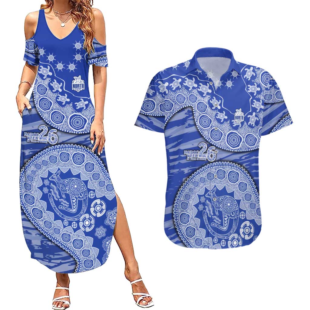 North Melbourne Kangaroos NAIDOC Week 2026 Couples Matching Summer Maxi Dress and Hawaiian Shirt Australian Aboriginal Dot Art Dreamtime Pattern Style