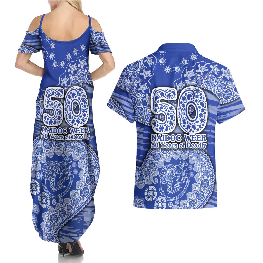 North Melbourne Kangaroos NAIDOC Week 2026 Couples Matching Summer Maxi Dress and Hawaiian Shirt Australian Aboriginal Dot Art Dreamtime Pattern Style