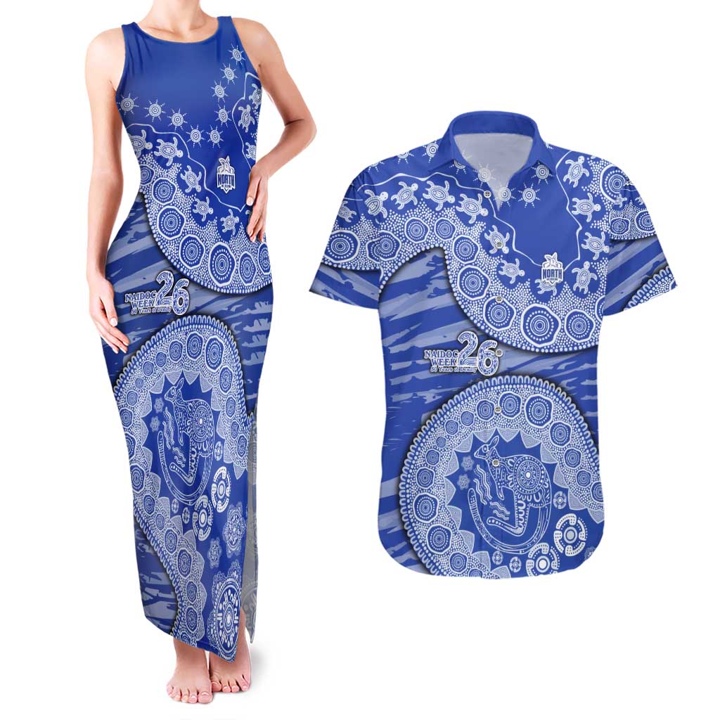 North Melbourne Kangaroos NAIDOC Week 2026 Couples Matching Tank Maxi Dress and Hawaiian Shirt Australian Aboriginal Dot Art Dreamtime Pattern Style
