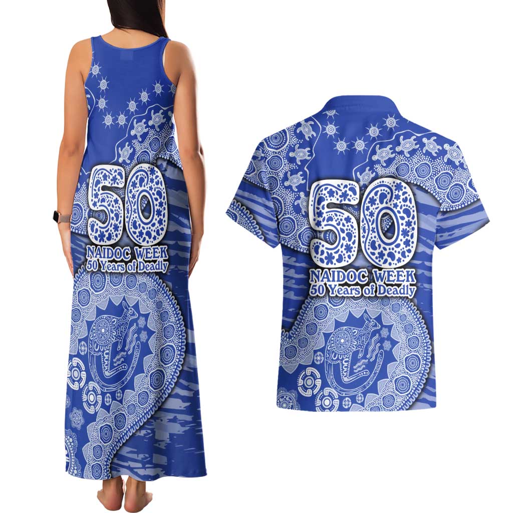 North Melbourne Kangaroos NAIDOC Week 2026 Couples Matching Tank Maxi Dress and Hawaiian Shirt Australian Aboriginal Dot Art Dreamtime Pattern Style