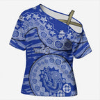North Melbourne Kangaroos NAIDOC Week 2026 Cross Shoulder Shirt Australian Aboriginal Dot Art Dreamtime Pattern Style
