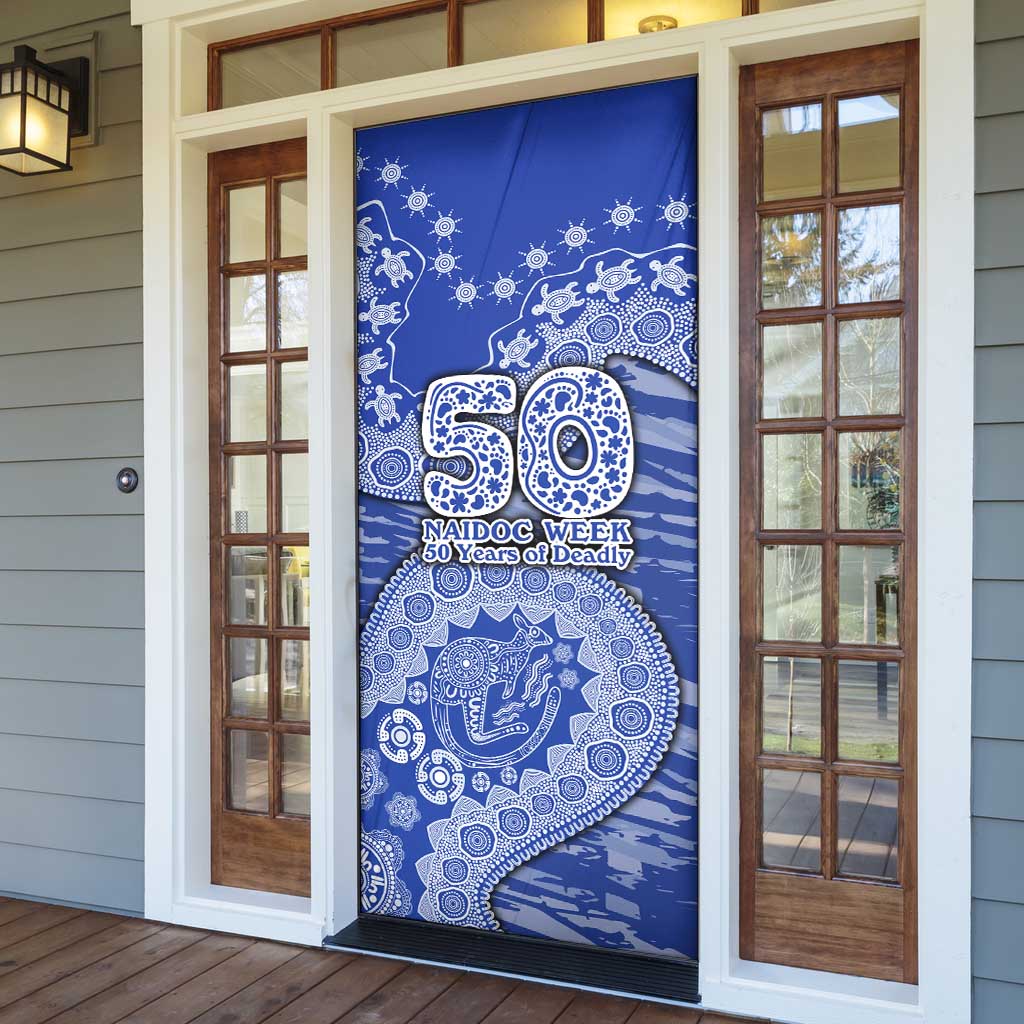 North Melbourne Kangaroos NAIDOC Week 2026 Door Cover Australian Aboriginal Dot Art Dreamtime Pattern Style