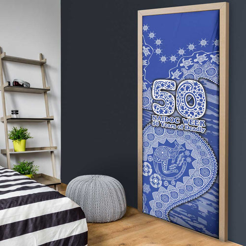 North Melbourne Kangaroos NAIDOC Week 2026 Door Cover Australian Aboriginal Dot Art Dreamtime Pattern Style